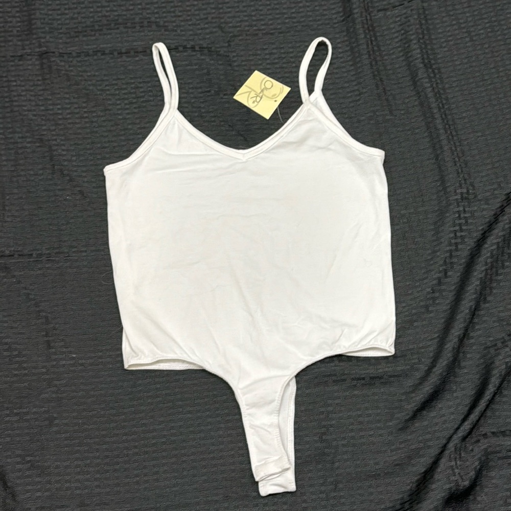 Olivia Rae White Tank Top Thong Body Suit Size Medium